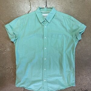 aeropostale men’s blue green speckled button up shirt
